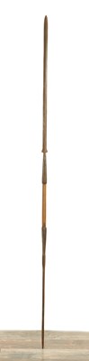 Lot 707 - A 19TH CENTURY AFRICAN LION KILLING SPEAR