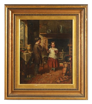 Lot 1233 - JOSEPH MOSELEY BARBER (1811-1889) A 19TH CENTURY OIL ON BOARD INTERIOR SCENE