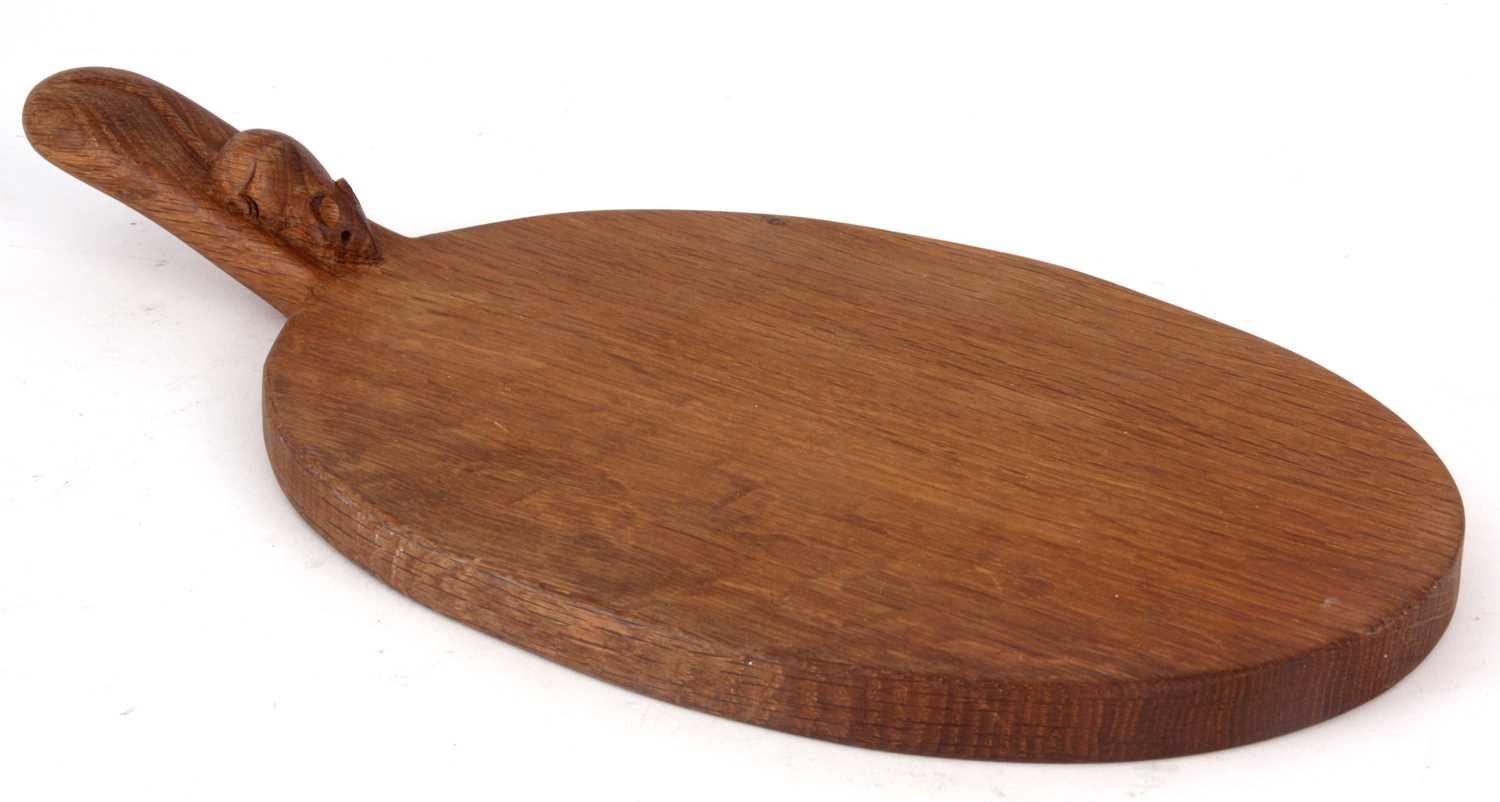 Lot 386 - AN OAK ROBERT THOMPSON 'MOUSEMAN' BREADBOARD...