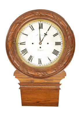Lot 1001 - JOSEPH PENNINGTON, LIVERPOOL. A 19TH CENTURY TRIPLE FUSEE DROP DIAL WALL CLOCK