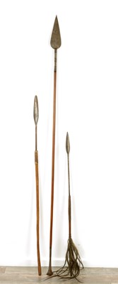 Lot 699 - A COLLECTION OF THREE 19TH CENTURY AFRICAN SPEARS
