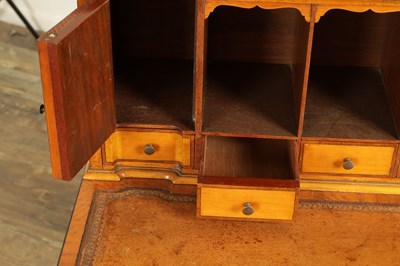Lot 1657 - A GEORGE III FIGURED SATINWOOD WRITING CABINET
