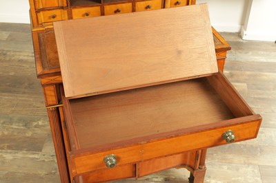 Lot 1657 - A GEORGE III FIGURED SATINWOOD WRITING CABINET