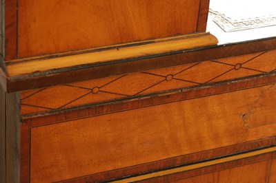 Lot 1657 - A GEORGE III FIGURED SATINWOOD WRITING CABINET