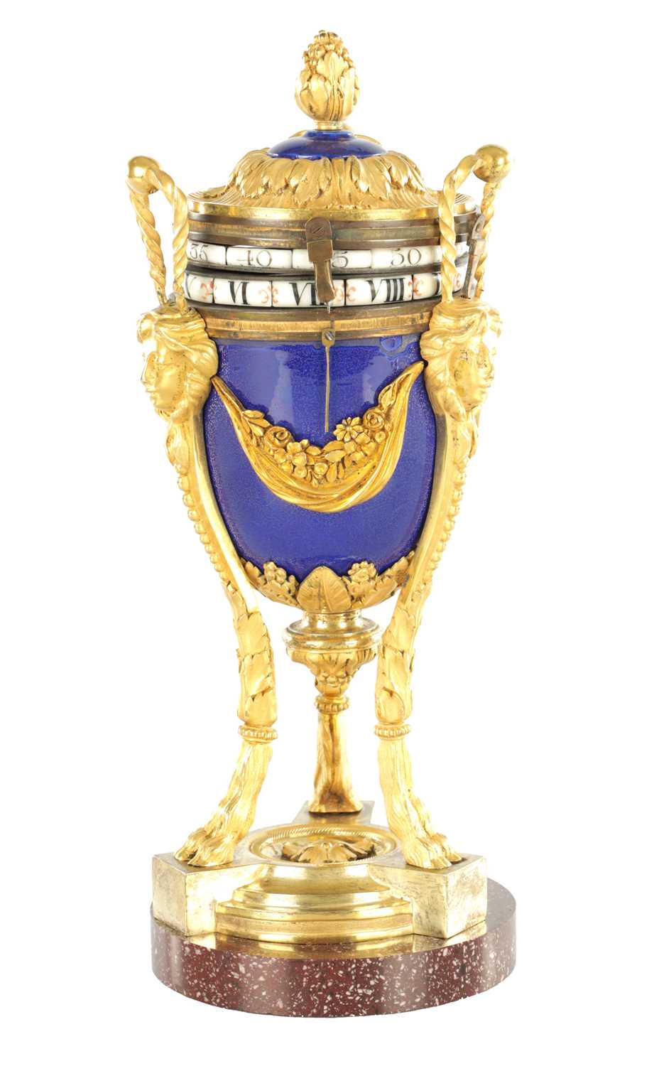 Lot 1513 - A FINE 19TH CENTURY FRENCH CERCLES TOURNANTS SEVRES AND ORMOLU MOUNTED EIGHT-DAY MANTEL CLOCK
