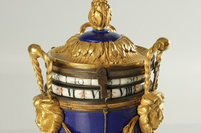 Lot 1513 - A FINE 19TH CENTURY FRENCH CERCLES TOURNANTS SEVRES AND ORMOLU MOUNTED EIGHT-DAY MANTEL CLOCK