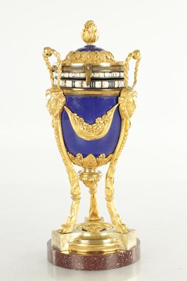 Lot 1513 - A FINE 19TH CENTURY FRENCH CERCLES TOURNANTS SEVRES AND ORMOLU MOUNTED EIGHT-DAY MANTEL CLOCK