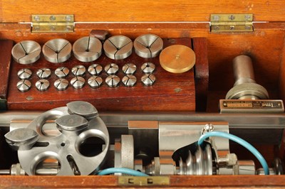 Lot 1281 - A GOOD QUALITY ENGLISH MADE WATCH MAKERS LATHE BY I.M.E. LONDON
