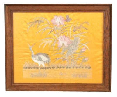 Lot 385 - AN EARLY 20TH CENTURY JAPANESE MEIJI PERIOD SILK TAPESTRY