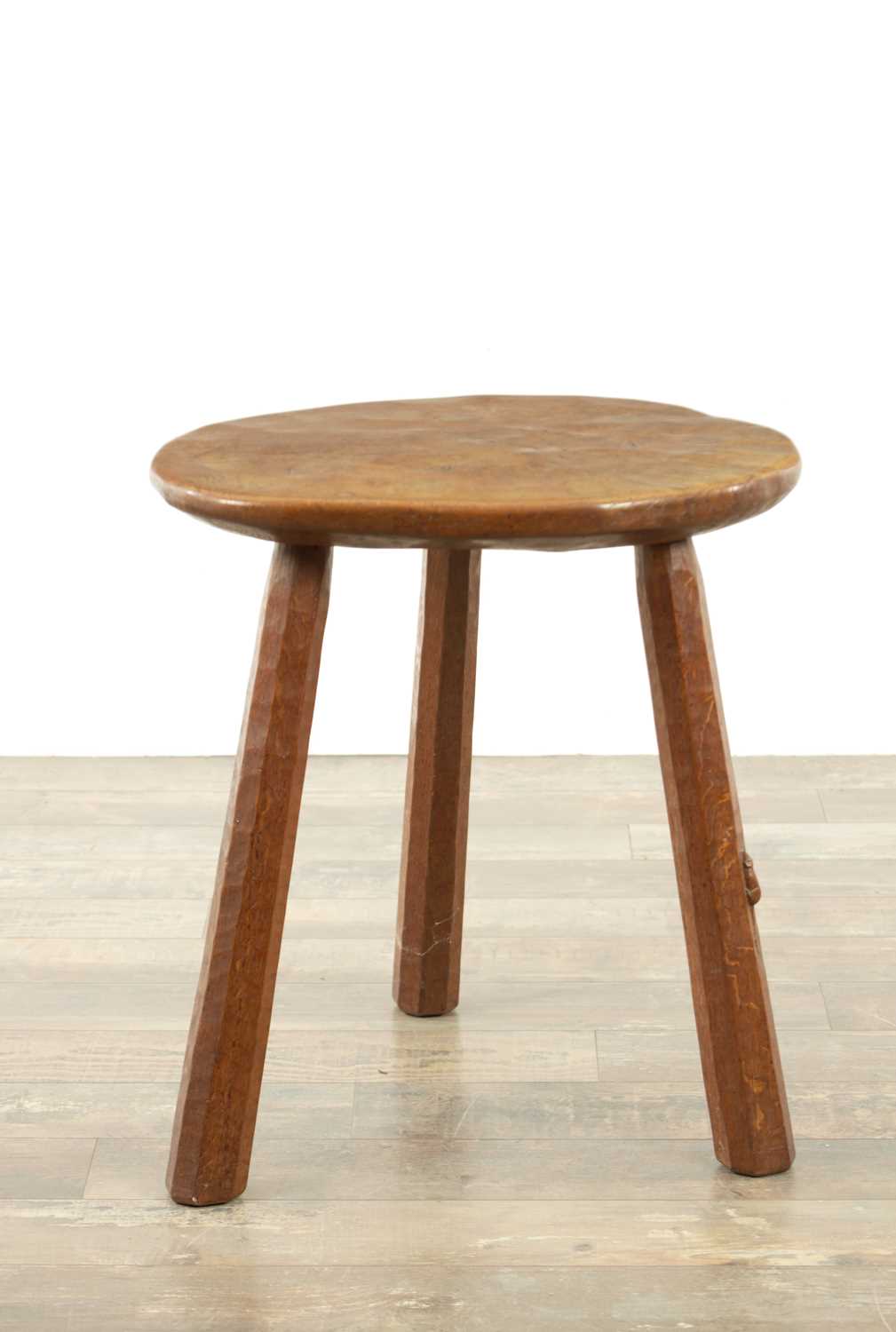 Lot 1271 - AN EARLY ROBERT (MOUSEMAN) THOMPSON OAK SIDE TABLE