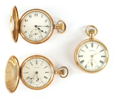 Lot THREE GOLD PLATED POCKET WATCHES