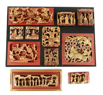 Lot A COLLECTION OF CHINESE CARVED GILTWOOD PANELS
