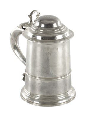 Lot A GEORGE II SILVER LIDDED TANKARD
