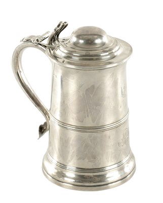 Lot A REGENCY SILVER LIDDED TANKARD