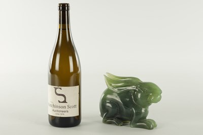 Lot 188 - A CHINESE CARVED JADE SCULPTURE OF A RABBIT