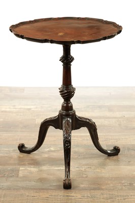 Lot A GEORGE III CHIPPENDALE STYLE CARVED MAHOGANY TRIPOD TABLE
