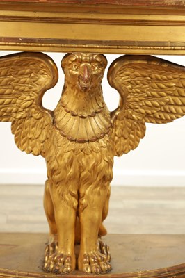 Lot 1308 - AN UNUSUAL REGENCY GILTWOOD CONSOLE TABLE