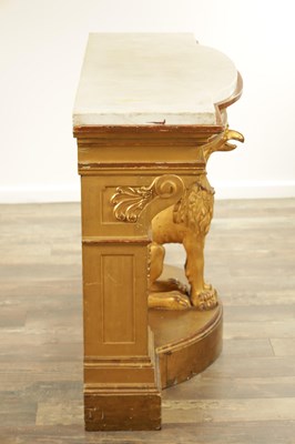 Lot 1308 - AN UNUSUAL REGENCY GILTWOOD CONSOLE TABLE