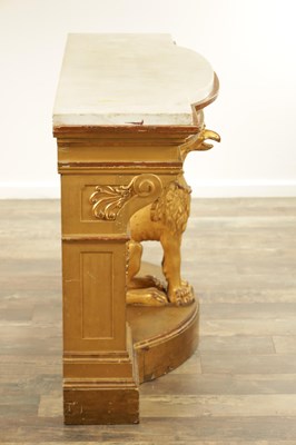 Lot 1308 - AN UNUSUAL REGENCY GILTWOOD CONSOLE TABLE