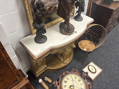Lot 1308 - AN UNUSUAL REGENCY GILTWOOD CONSOLE TABLE