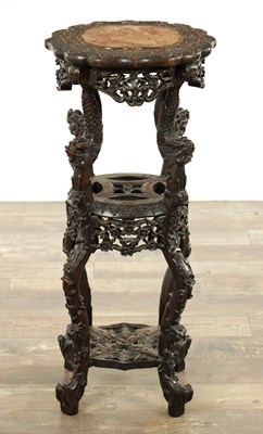 Lot A 19TH CENTURY HARDWOOD CHINESE JARDINIERE STAND