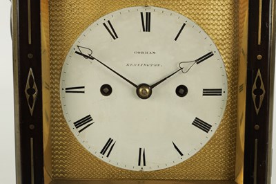 Lot 1121 - GORHAM, KENSINGTON. A FINE REGENCY EBONISED DOUBLE FUSEE BRACKET CLOCK