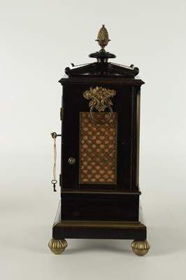 Lot 1121 - GORHAM, KENSINGTON. A FINE REGENCY EBONISED DOUBLE FUSEE BRACKET CLOCK