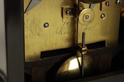 Lot 1121 - GORHAM, KENSINGTON. A FINE REGENCY EBONISED DOUBLE FUSEE BRACKET CLOCK