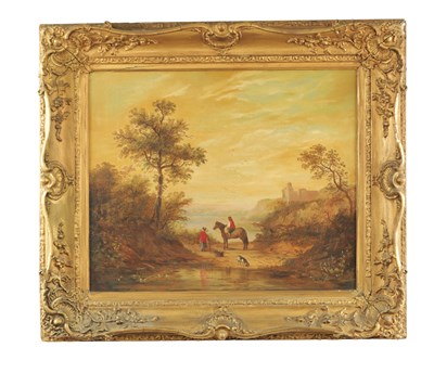 Lot 846 - AN EARLY 19TH CENTURY OIL ON BOARD COUNTRY LANDSCAPE