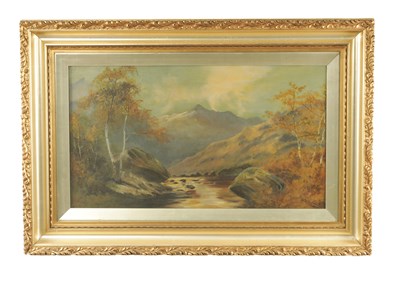 Lot 924 - AN EARLY 20TH CENTURY OIL ON CANVAS MOUNTAINOUS RIVER LANDSCAPE