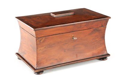 Lot 728 - A 19TH CENTURY YEWWOOD TEA CADDY