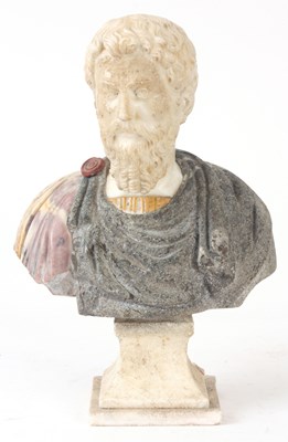 Lot 400 - AN EARLY CARVED MARBLE BUST OF A ROMAN...