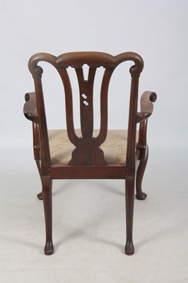 Lot 1150 - A 19TH CENTURY GEORGE I STYLE WALNUT OPEN ARMCHAIR