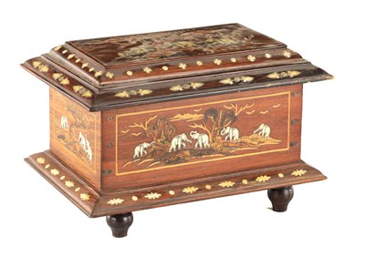 Lot A LATE 19TH CENTURY ANGLO INDIAN INLAID HARDWOOD CASKET