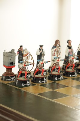 Lot 36 - TOWER OF LONDON 900TH ANNIVERSARY CHESS SET AND OAK GAMES TABLE