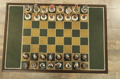 Lot 36 - TOWER OF LONDON 900TH ANNIVERSARY CHESS SET AND OAK GAMES TABLE