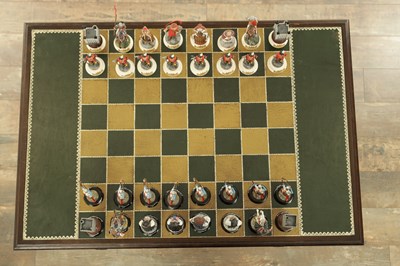 Lot 36 - TOWER OF LONDON 900TH ANNIVERSARY CHESS SET AND OAK GAMES TABLE