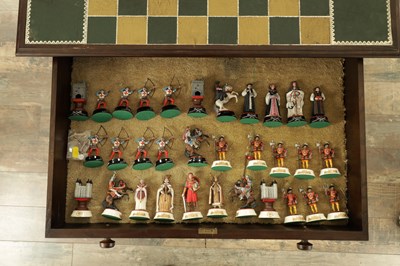 Lot 36 - TOWER OF LONDON 900TH ANNIVERSARY CHESS SET AND OAK GAMES TABLE