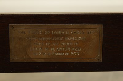 Lot 36 - TOWER OF LONDON 900TH ANNIVERSARY CHESS SET AND OAK GAMES TABLE
