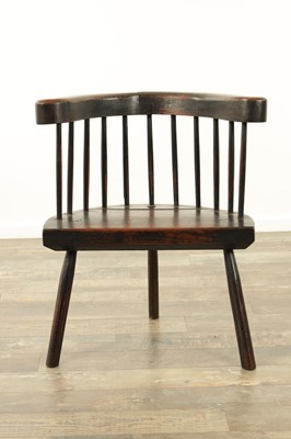 Lot 1167 - AN 18TH CENTURY STYLE ELM AND ASH WELSH STICK BACK CHAIR