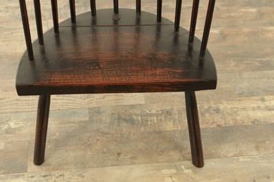 Lot 1167 - AN 18TH CENTURY STYLE ELM AND ASH WELSH STICK BACK CHAIR