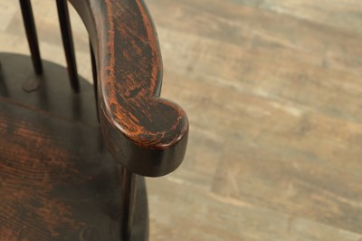 Lot 1167 - AN 18TH CENTURY STYLE ELM AND ASH WELSH STICK BACK CHAIR