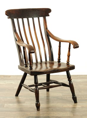 Lot A 19TH CENTURY PEMBROOKSHIRE ASH AND ELM ARMCHAIR