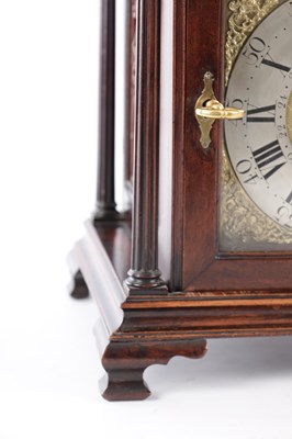 Lot 1035 - CLIFTON, LIVERPOOL. A GEORGE III LANCASHIRE MAHOGANY DOUBLE FUSEE BRACKET CLOCK