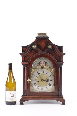 Lot 1035 - CLIFTON, LIVERPOOL. A GEORGE III LANCASHIRE MAHOGANY DOUBLE FUSEE BRACKET CLOCK