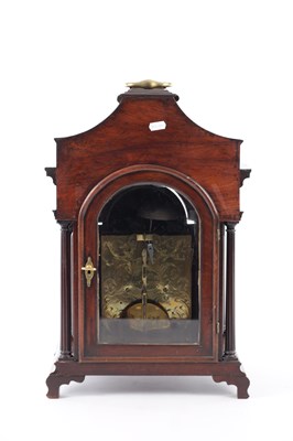 Lot 1035 - CLIFTON, LIVERPOOL. A GEORGE III LANCASHIRE MAHOGANY DOUBLE FUSEE BRACKET CLOCK