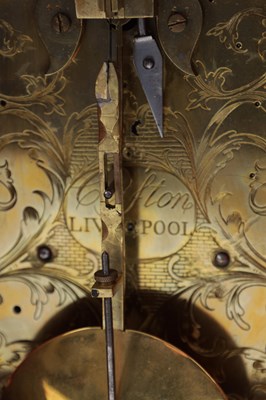 Lot 1035 - CLIFTON, LIVERPOOL. A GEORGE III LANCASHIRE MAHOGANY DOUBLE FUSEE BRACKET CLOCK