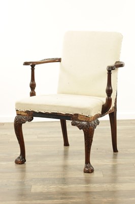 Lot A GOOD EARLY 18TH CENTURY WALNUT UPHOLSTERED ARMCHAIR