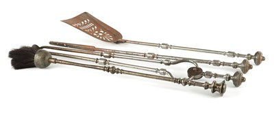 Lot A SET OF THREE GEORGIAN STEEL FIRE IRONS