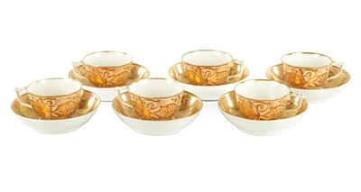 Lot A SET OF SIX 19TH CENTURY DERBY PORCELAIN CUPS AND SAUCERS